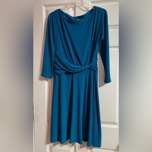 Chaps Blue Long Sleeve Dress for Wedding Guest